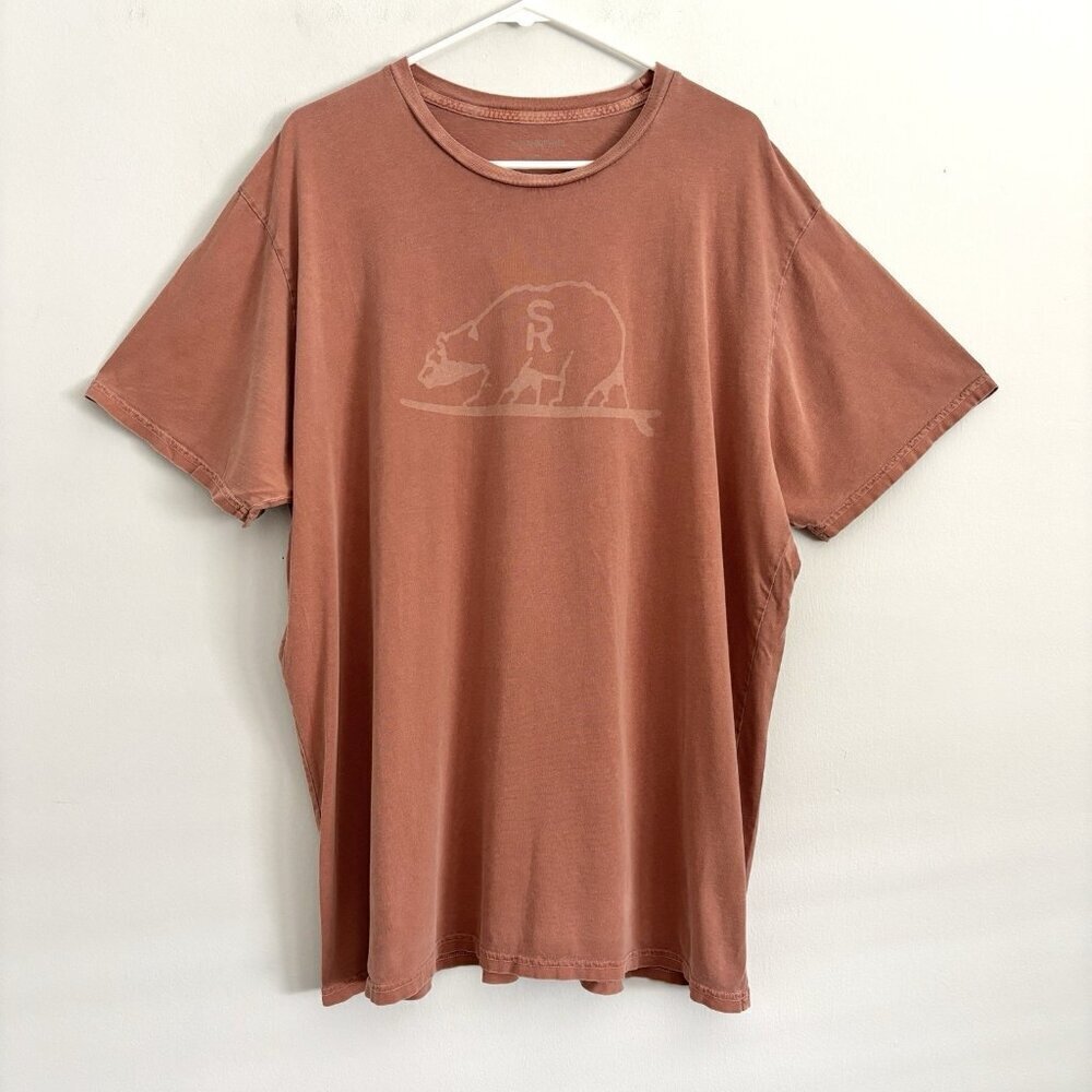 Outerknown Surf Ranch California Bear Short Sleeve T-Shirt Men's Size XXL Red